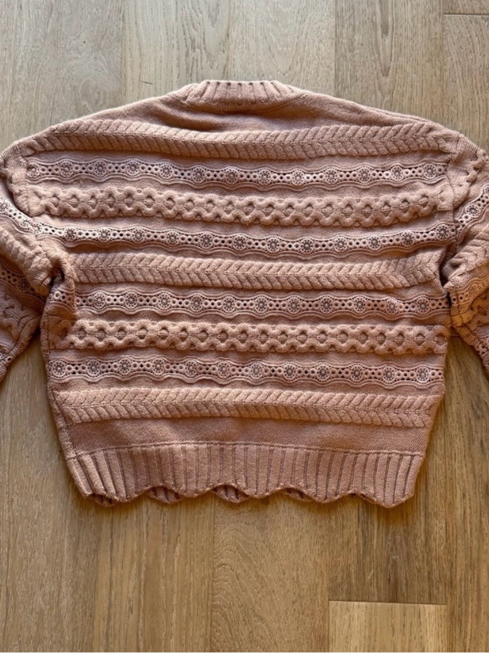 FARM Rio Dusty Rose Ruffle Cable-Knit Sweater - Picture 5 of 5